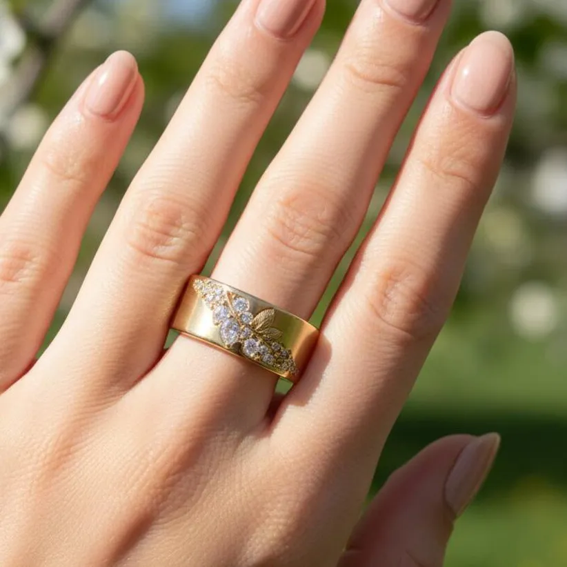 Authentic Leaf of Dawn: Sterling Silver Ring with Sparkling Horse Eye Zircon
