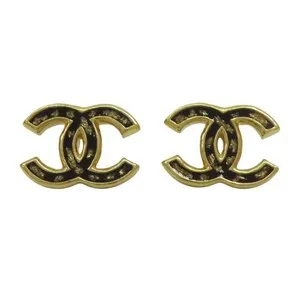 Authentic Celestial Black Orchid Studs – Gold‑Plated Aura of Chanel