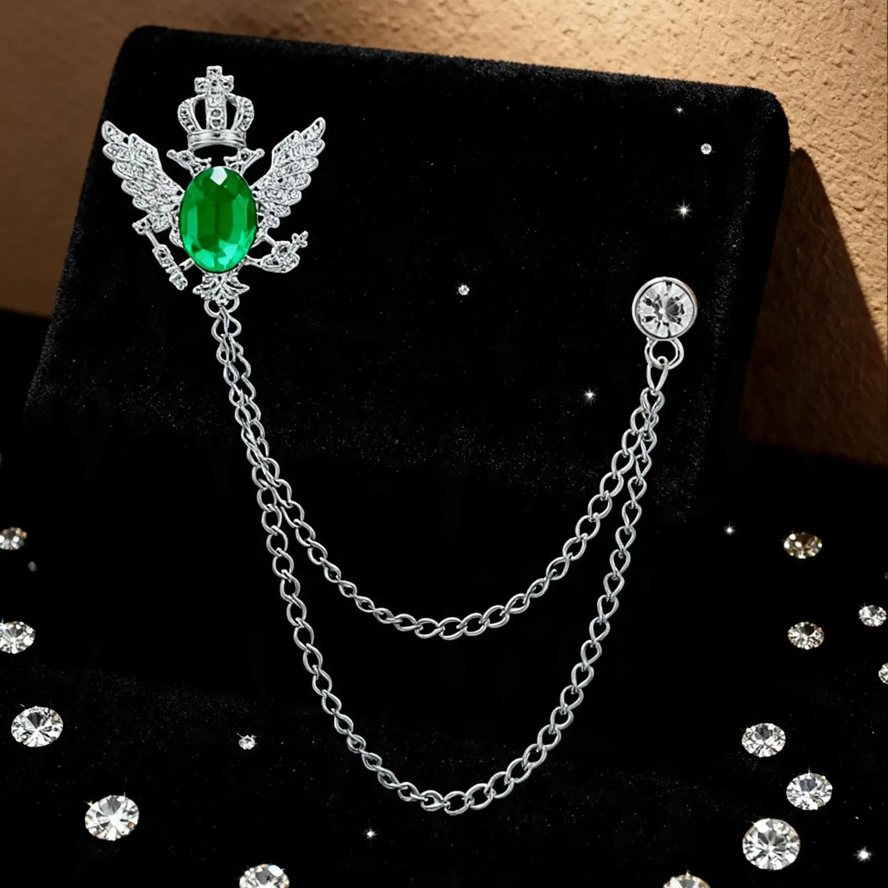 Authentic The Sovereign Crest: Eagle Shield and Crown Talismanic Brooch