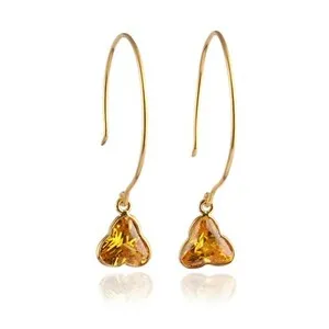Authentic Solar Flame Hoops Citrine Quartz Earrings Bathed In Golden Light