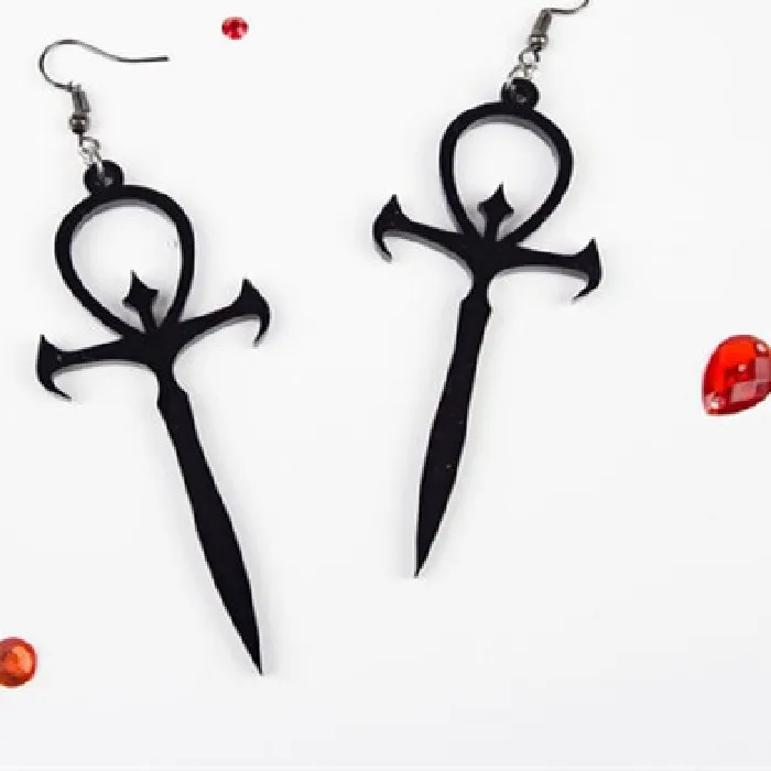 Authentic The Eternal Embrace Black Ankh Cross Earrings For Spiritual Awakening