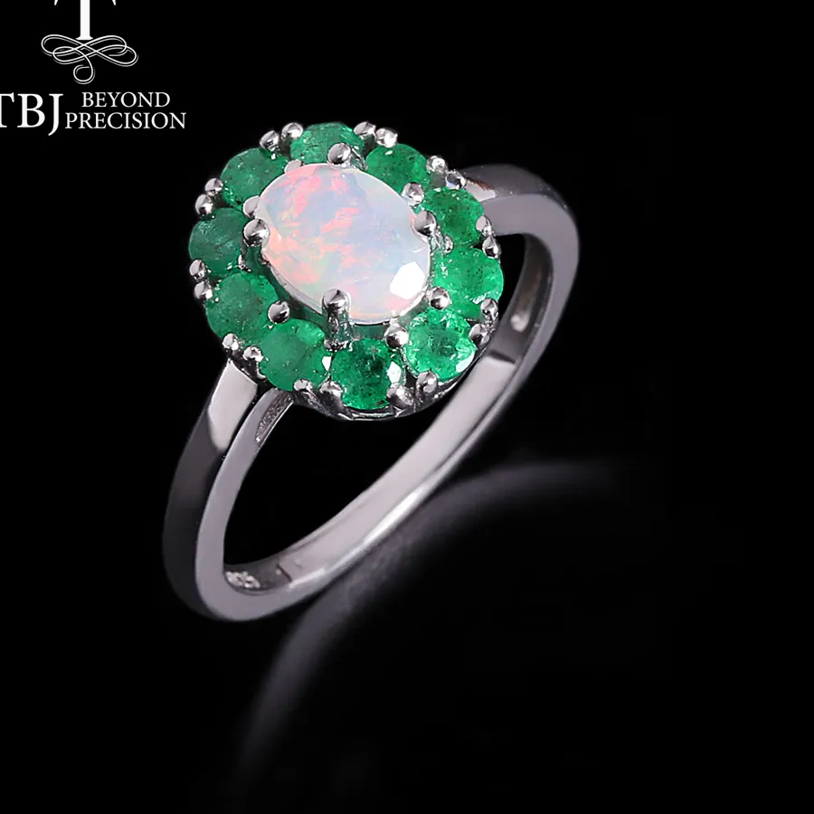 Authentic The Petals of Ethereal Radiance: An Opal and Emerald Bloom