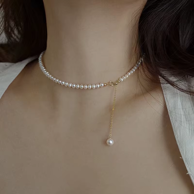 Authentic Luminous Tide: 18K Gold and Freshwater Pearl Sacred Collar