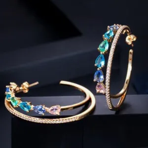 Authentic Celestial Halo Radiant Gold Prism Hoops