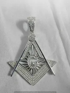 Authentic Radiant Compass Pendant Set in 14K White Gold Plated Brilliance