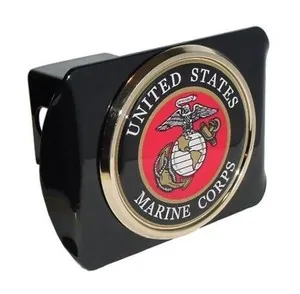 Authentic Shield of Valor: USMC Black Emblem Adorned with Golden Protection