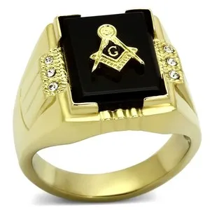 Authentic The Gilded Compass: Freemason Emblem Signet with Midnight Agate