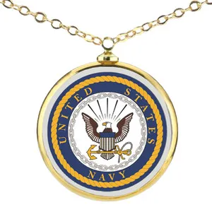 Authentic Golden Navy Emblem Talisman – 18" Guardian Chain