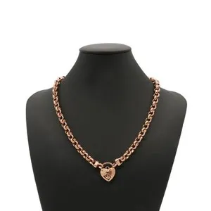 Authentic Vegas Heart Lock of Endless Devotion - 18ct Rose Gold Plated Chain Necklace