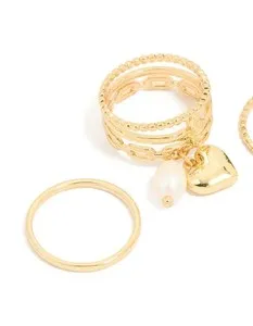 Authentic The Celestial Quartet: Gold-Plated Heart and Texture Talisman Rings