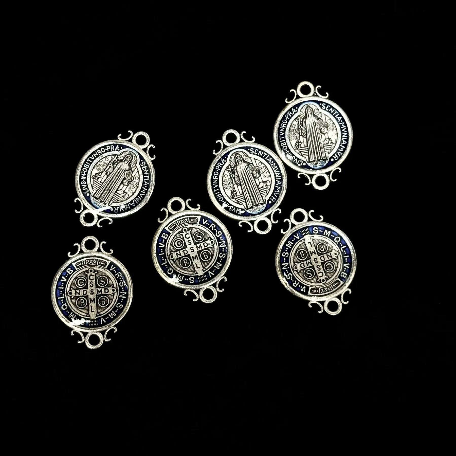 Authentic Celestial Grace: The Miraculous Blue Enamel Dual-Loop Talismans