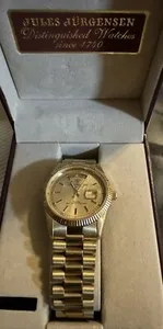 Authentic Jules Jurgensen 14k Gold Plated Men’s Presidential Watch