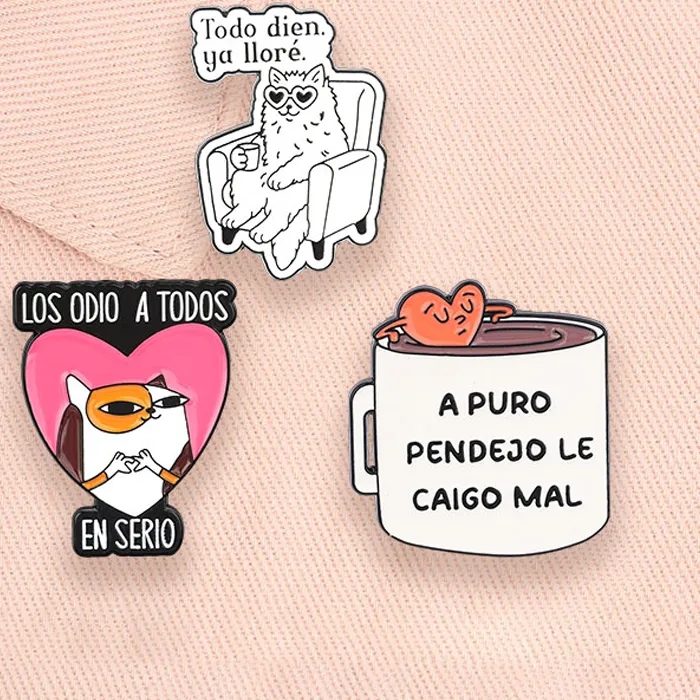 Authentic Mirthful Feline Protection: LOS ODIO A TODOS EN SERIO Enamel Heart of Whimsy