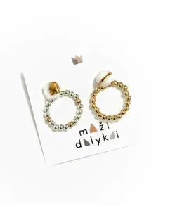Authentic Radiant Equilibrium Porcelian and Hematite Golden Studs