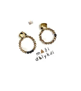 Authentic Celestial Harmony Earrings in 24 Karat Gold, Porcelain, and Hematite