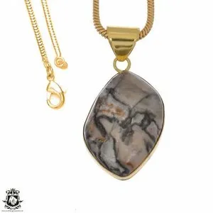 Authentic Uncoil the Mystique of the Serpent: 24K Gold Plated Porcelain Jasper Pendant