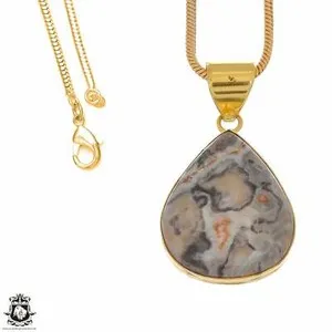 Authentic Ethereal Porcelain Jasper Sovereign Pendant in 24K Gold