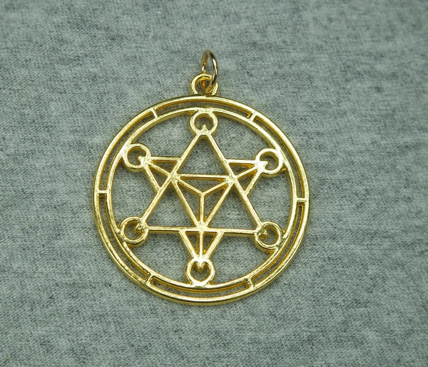 Authentic Large Merkaba Pendant for Necklace or Earrings Gold Plated Merkabah Charm 40mm