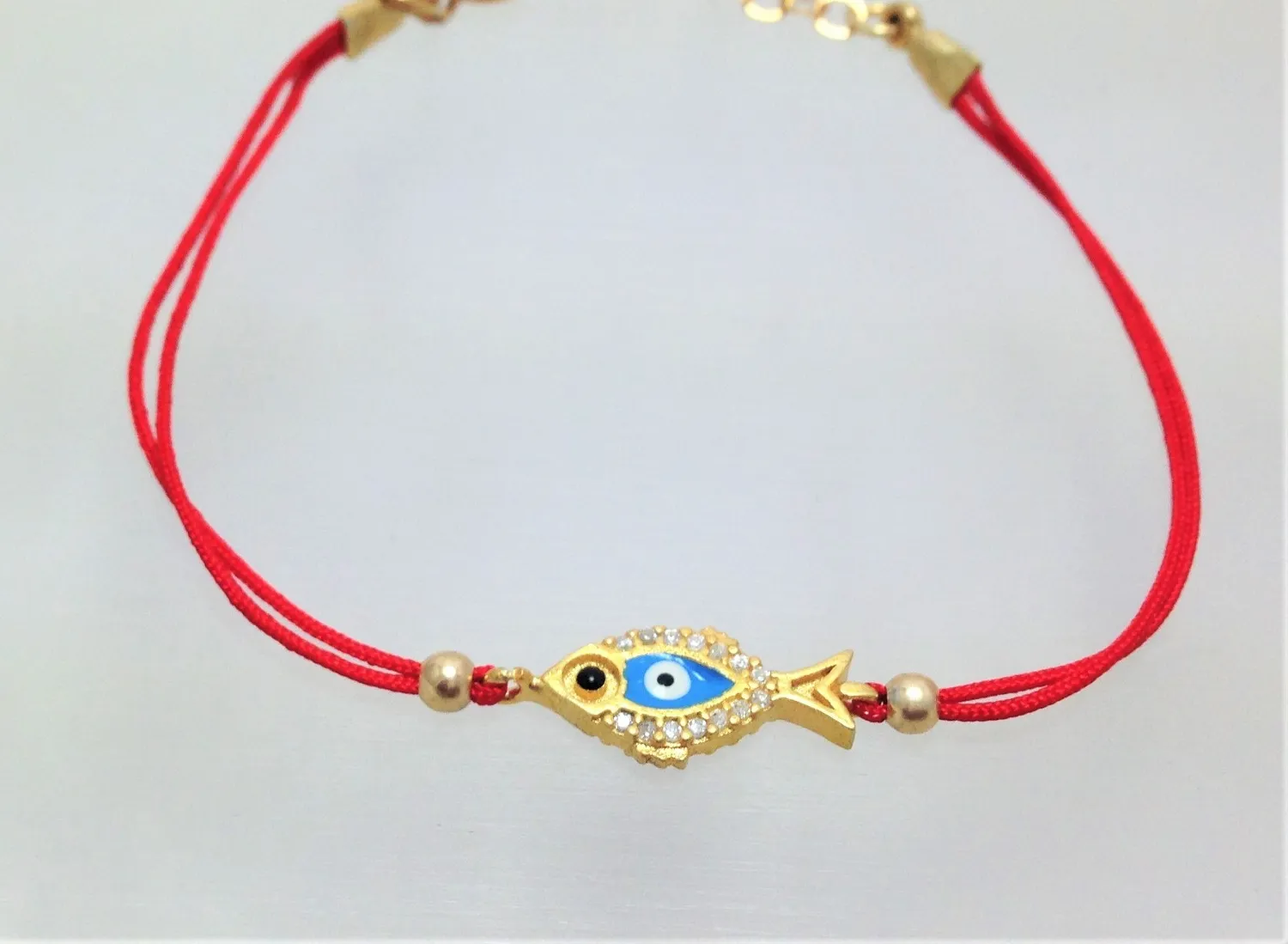 Authentic Evil Eye Fish of Protection - Red String of Warding