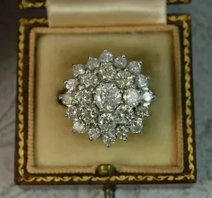 Authentic The Celestial Luminary Vintage Cluster Ring in Radiant Two-Tone Gold Plate