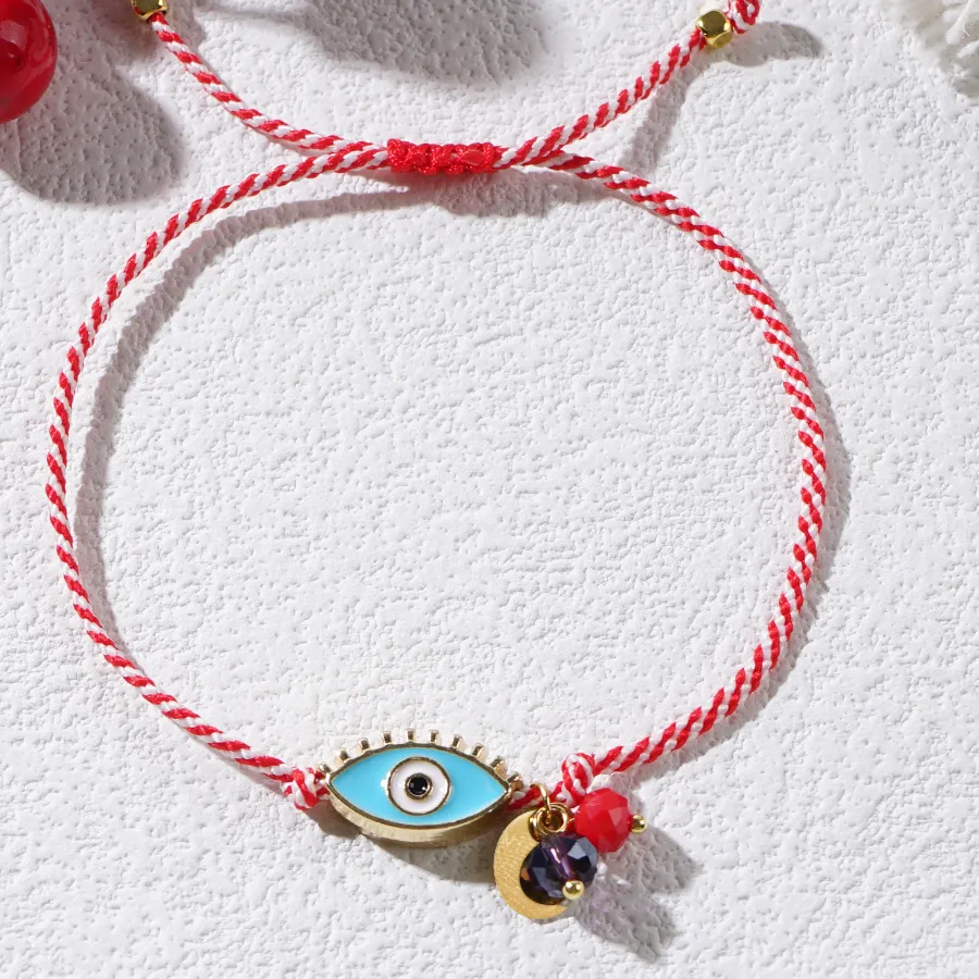 Authentic Eternal Watcher: Martis Evil Eye Crystal Beaded Chain Bracelet – Guarding Your Path