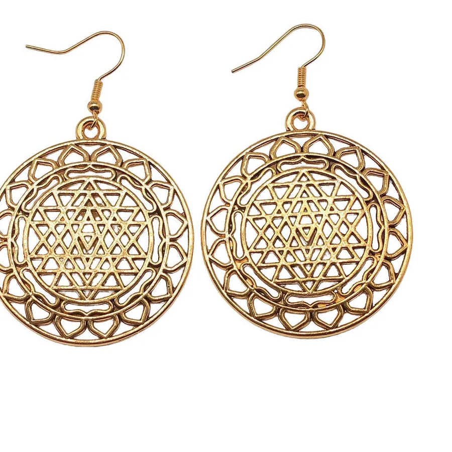 Authentic Sacred Geometry Sri Yantra Celestial Ear Adornments