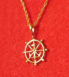 Authentic The Mariner's Compass: 14KT Gold-Plated Steering Wheel Anchor Talisman