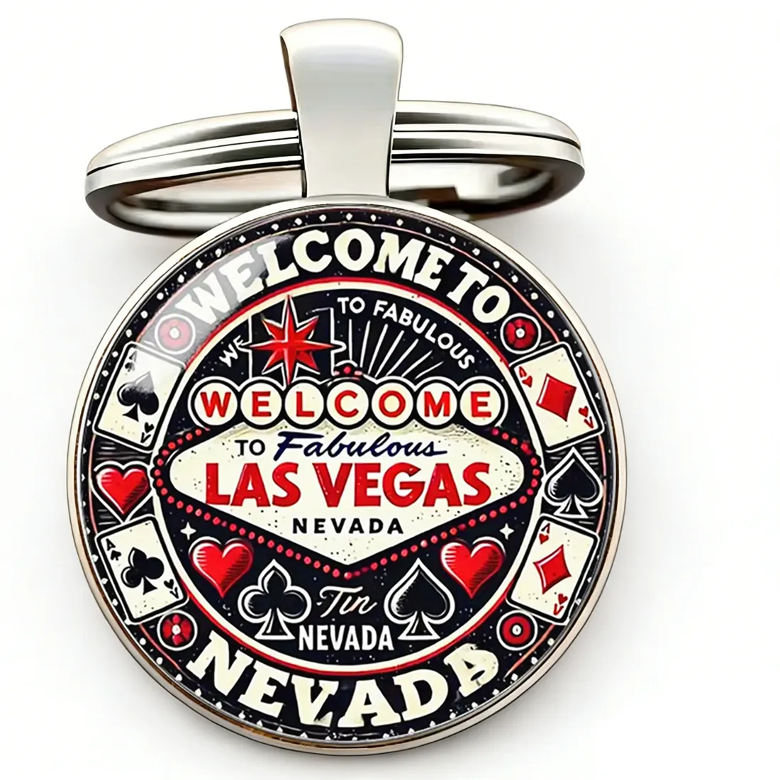 Authentic Las Vegas Welcome Keychain 2D Flat Key Ring Travel Souvenir Nevada Desert For Bag