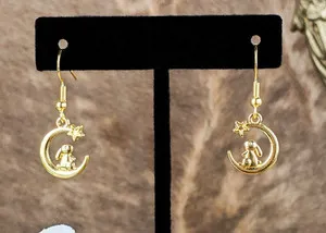 Authentic Rabbit star & Moon Earrings Exquisite Gold Plated Women jewelry