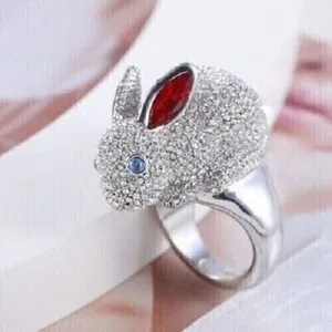 Authentic 3 Ct Round Cut Simulated Diamond Rabbit Engagement Ring In 14K White Gold Plated