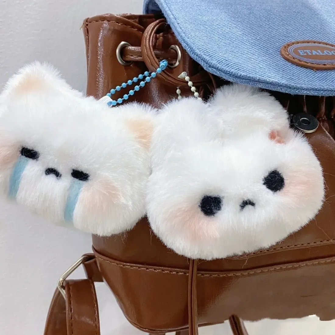 Authentic Soft Plush Rabbit Keychain for Women Cute Fur Kitten Bag Charms Girl Animal Key Chains Couple Friend Gift Keyring