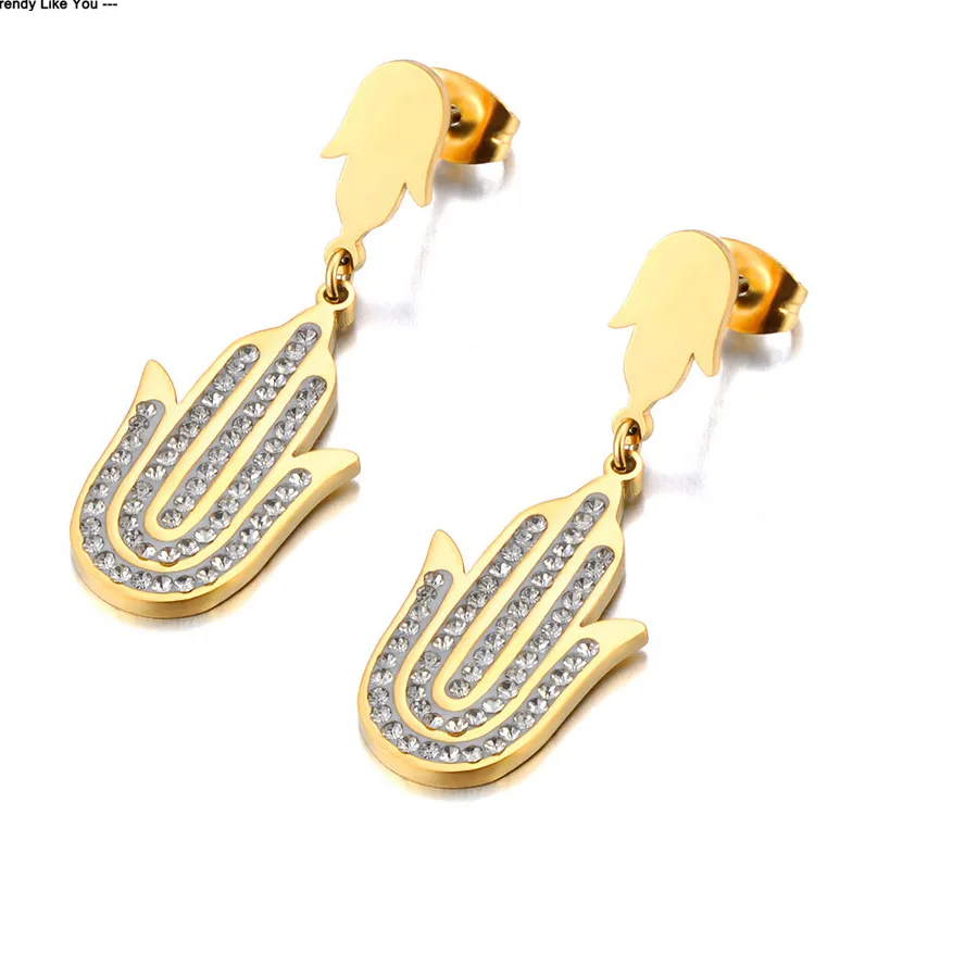 Authentic Radiant Hamsa Guardian Studs In Sunlit Gold