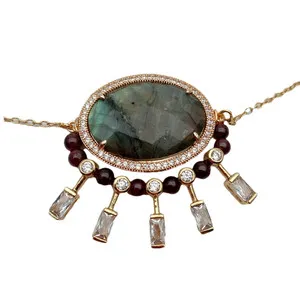 Authentic The Aurora Veil: Labradorite and Garnet Sacred Chain