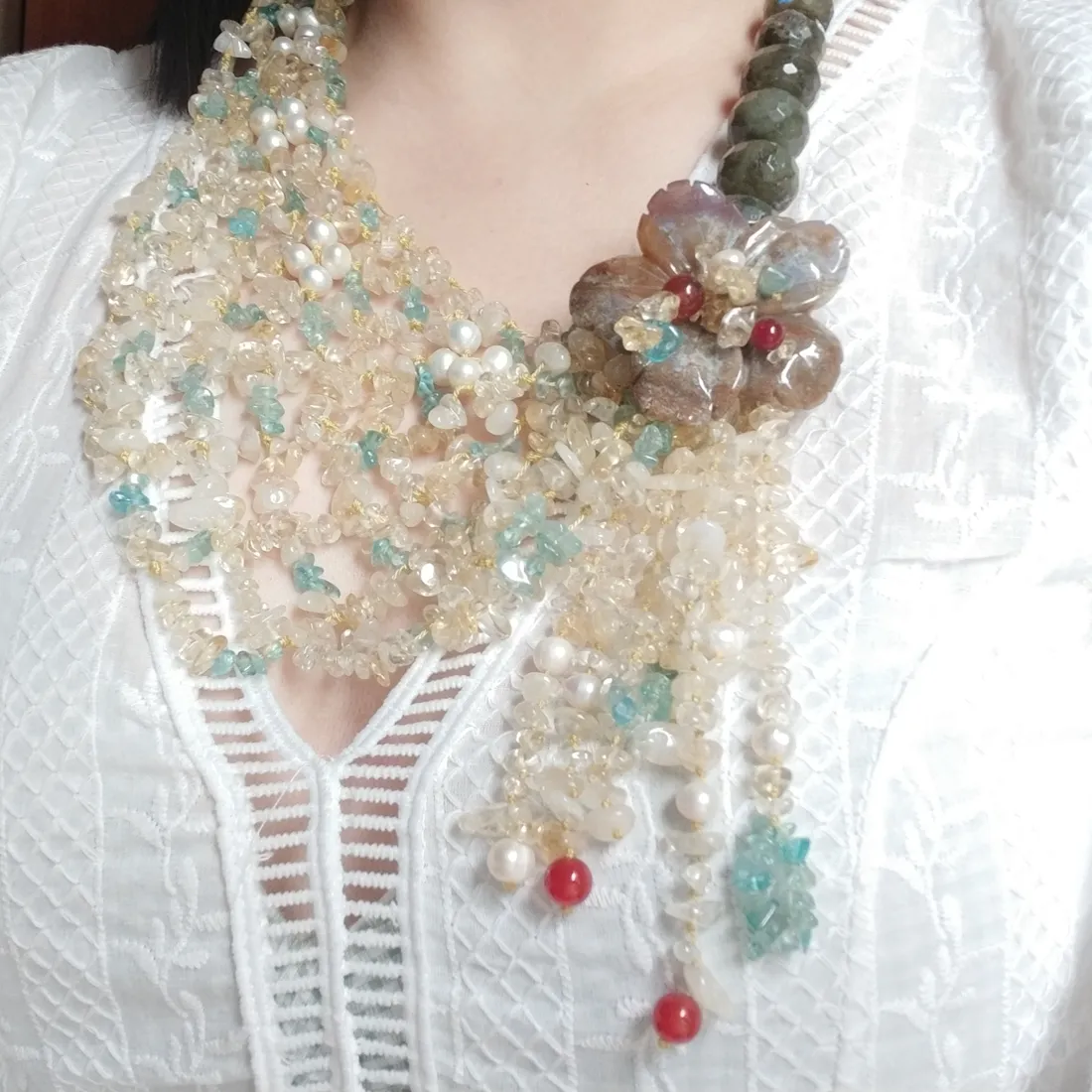 Authentic The Botanical Alchemist: Citrine, Pearl & Labradorite Sacred Tassel Talisman