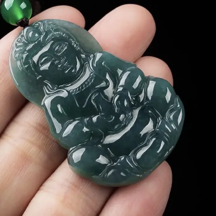 Authentic Celestial Blue Guanyin Jade Pendant – A‑Grade Sacred Guardian