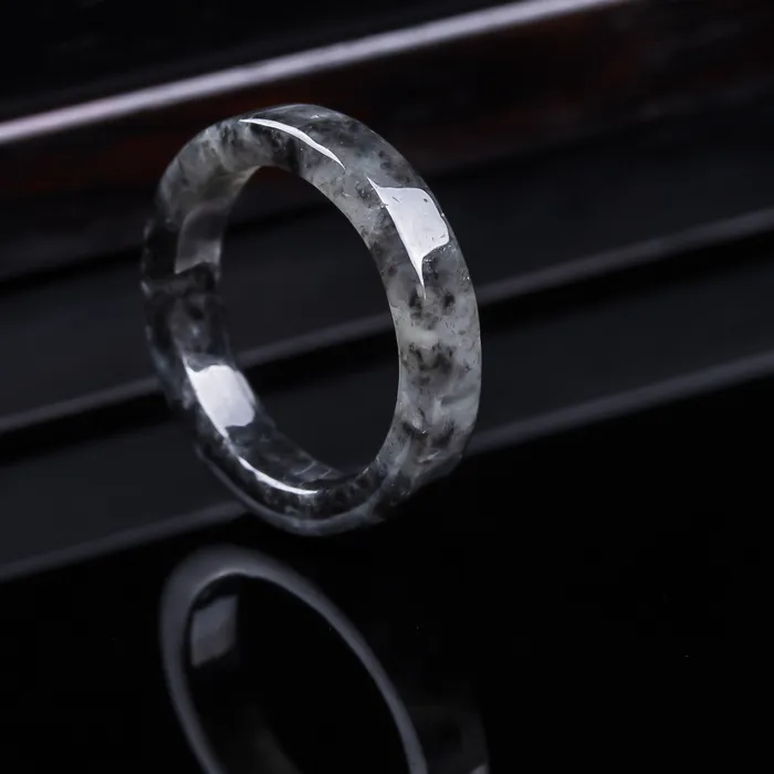 Authentic Guardian of the Night: Majestic Black Jadeite Ring of Protection