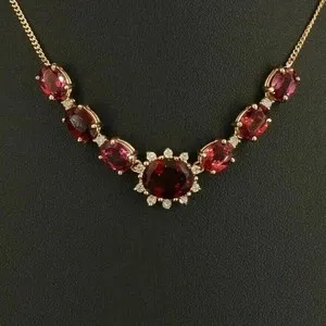 Authentic The Crimson Flame: 14K Gold-Plated Lab-Created Garnet Talismanic Necklace