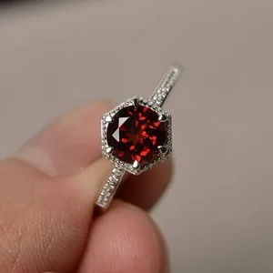 Authentic The Crimson Flame Engagement Ring in Radiant White Gold Plate