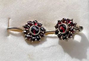 Authentic Radiant Blossoms of the Inner Hearth: Gold-Plated Bohemian Garnet Talismanic Earrings
