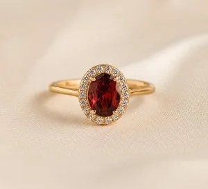 Authentic Amplify Love and Vitality with the Majestic Garnet Oval Ring