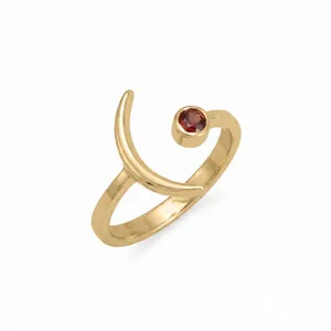 Authentic Lunar Eclipse Garnet Ring in Radiant Gold and Sterling Silver