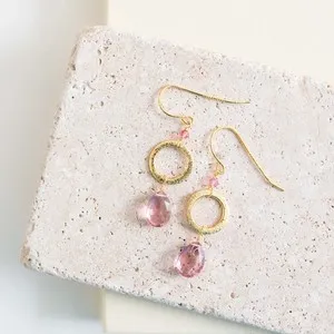Authentic Ethereal Garnet Radiance Gold Drop Earrings