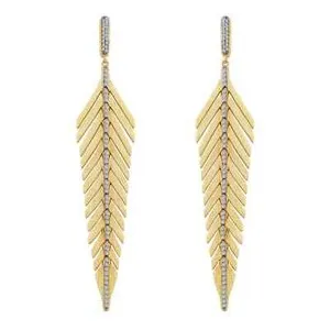 Authentic BRAND Lafonn Gold Plated 1.30CTW Elegant Feather Drop Earrings E0459CLT00