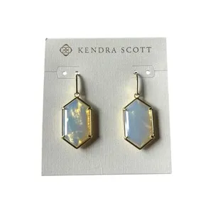 Authentic Ethereal Opalite Halo Drop Earrings in Radiant 14K Gold