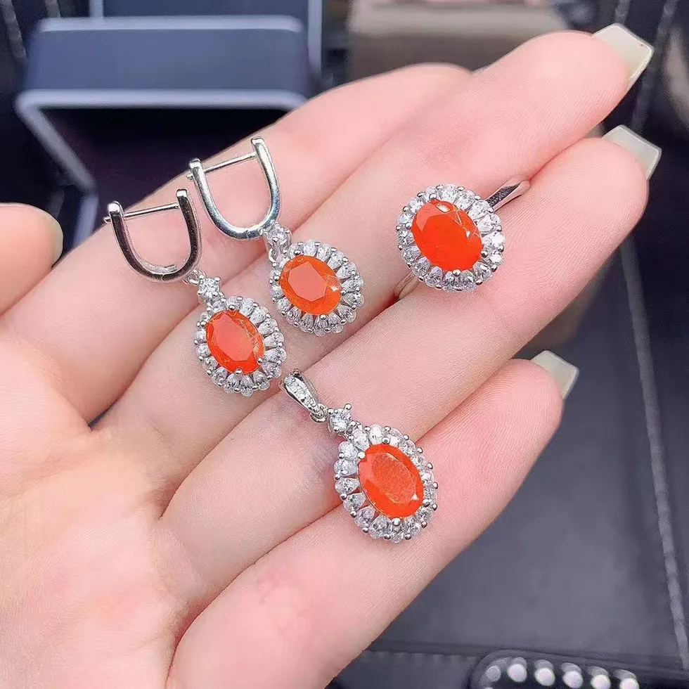 Authentic Celestial Embers: The Mexican Fire Opal Adornment Suite