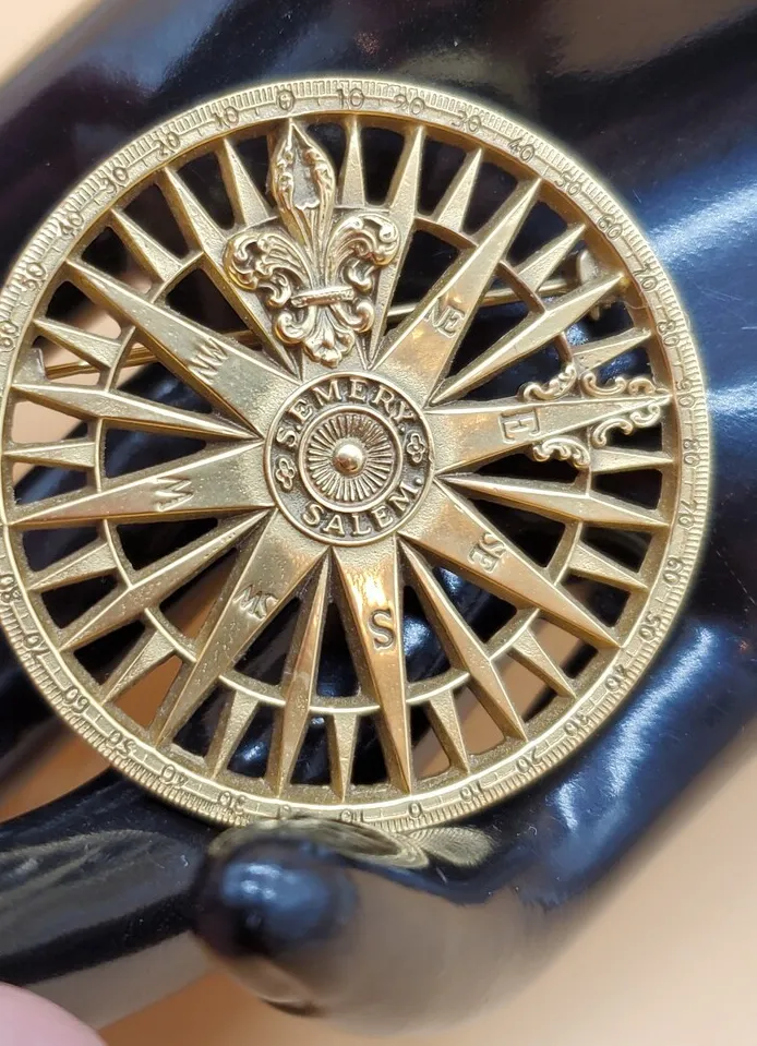 Authentic The Celestial Navigator: Golden Fleur-de-lis Compass Brooch