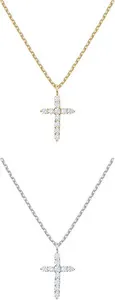 Authentic Radiant Luminescence 14K Gold Plated Cross Pendant of Sacred Devotion