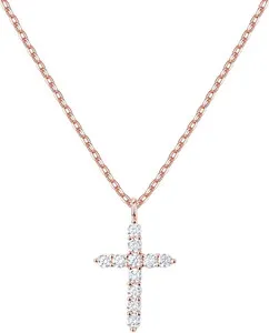 Authentic Radiant Faith 14K Gold Plated Cubic Zirconia Cross Pendant