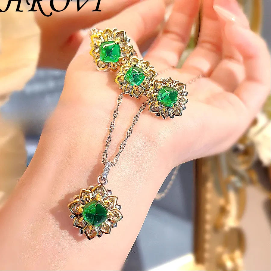 Authentic Blossoming Elegance: Lotus of Abundance Pendant & Ring Earrings Set