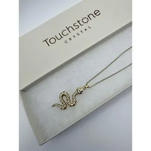 Authentic Touchstone Crystal by Swarovski Serpent Necklace Gold Plated Snake Pendant